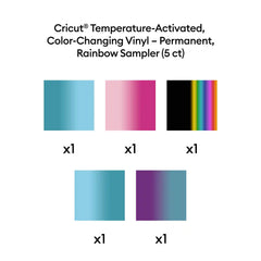 Cricut® Temperature-Activated, Color-Changing Vinyl – Permanent, Rainbow Sampler - 12 in x 12 in (5 ct)