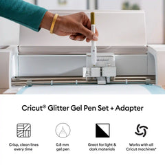 Cricut® Glitter Gel Pens 0.8 mm, Rainbow Sampler (10 ct) + Adapter