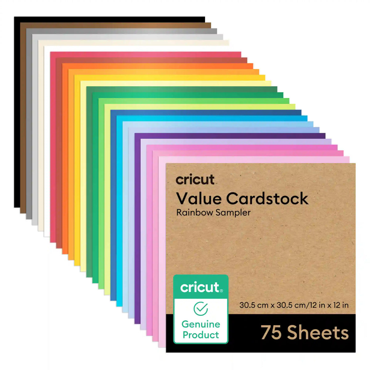 Cricut® Value Cardstock, Rainbow Sampler - 12 in x 12 in (75 ct)