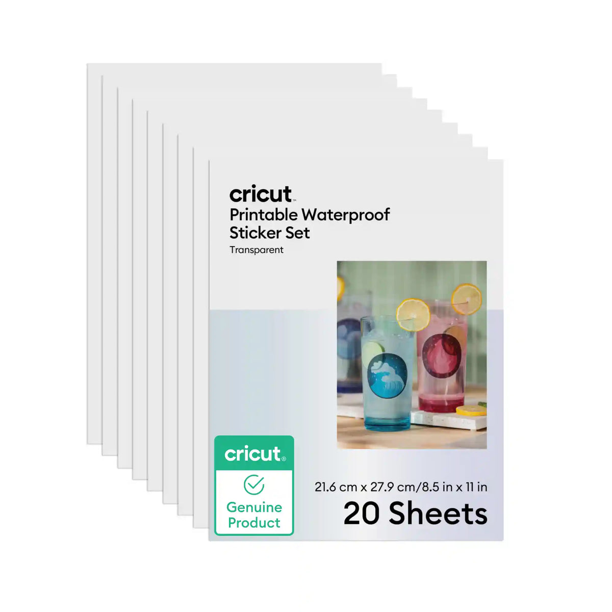 Cricut® Printable Waterproof Sticker Set - 8.5 in x 11 in (20 ct)
