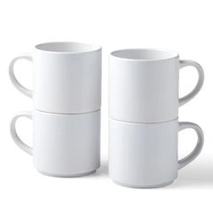 Stackable Ceramic Mug Blank, White - 10 oz/300 ml (4 ct)